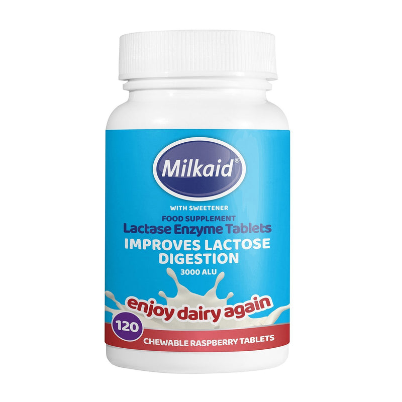 Milkaid Lactase Enzyme Chewable Tablets 120's (suitable for 3 years to adults)