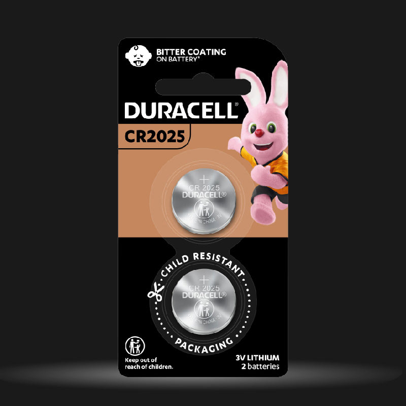 Duracell Specialty CR2025 Lithium Coin Battery 3V, pack of 2